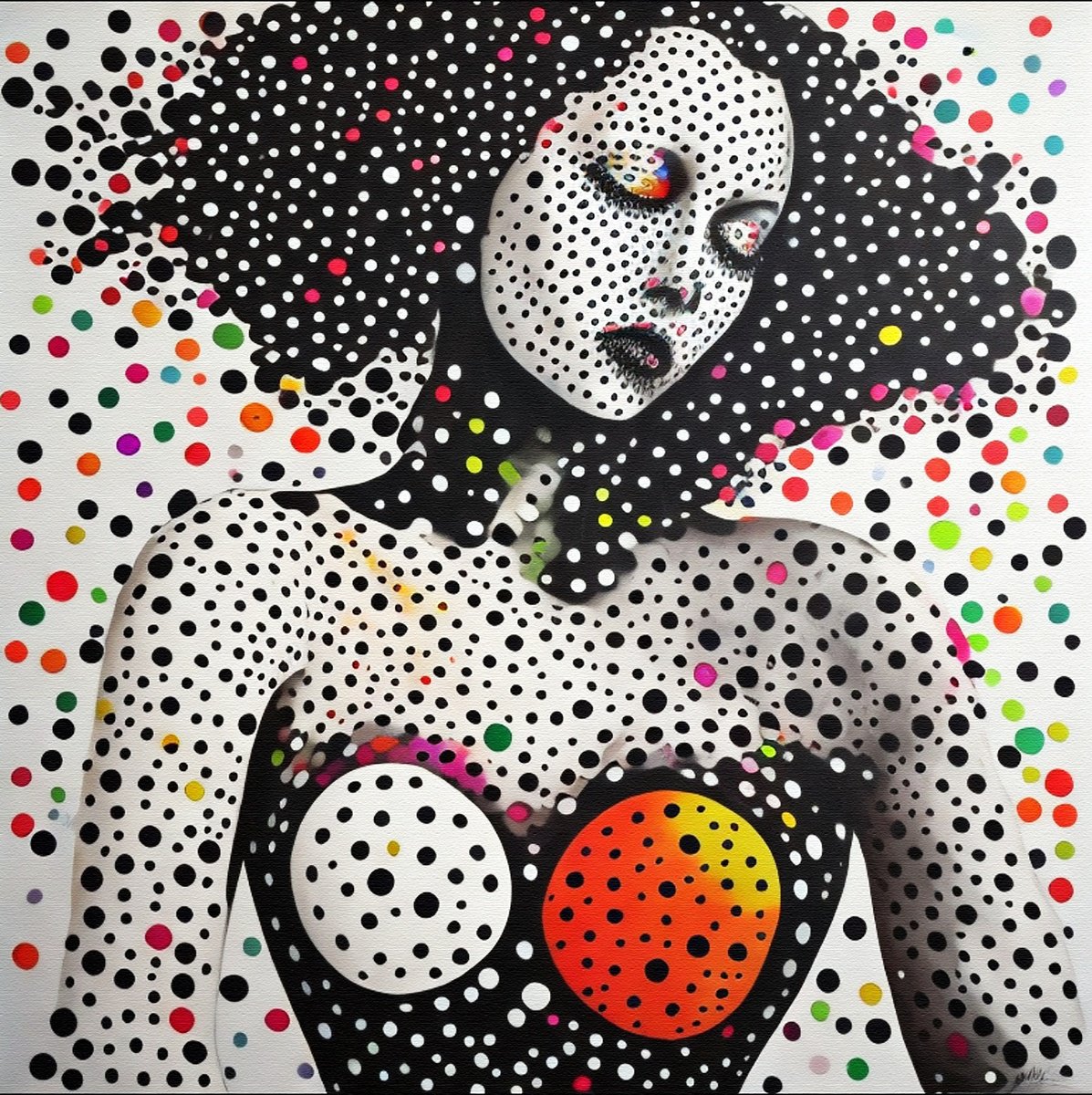 Expressive Portrait Acrylic Painting By Sanja Jancic, 20 X 20", Daydreaming, Original Artwork