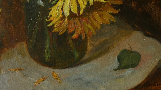 Sunflowers - sunflower still life painting