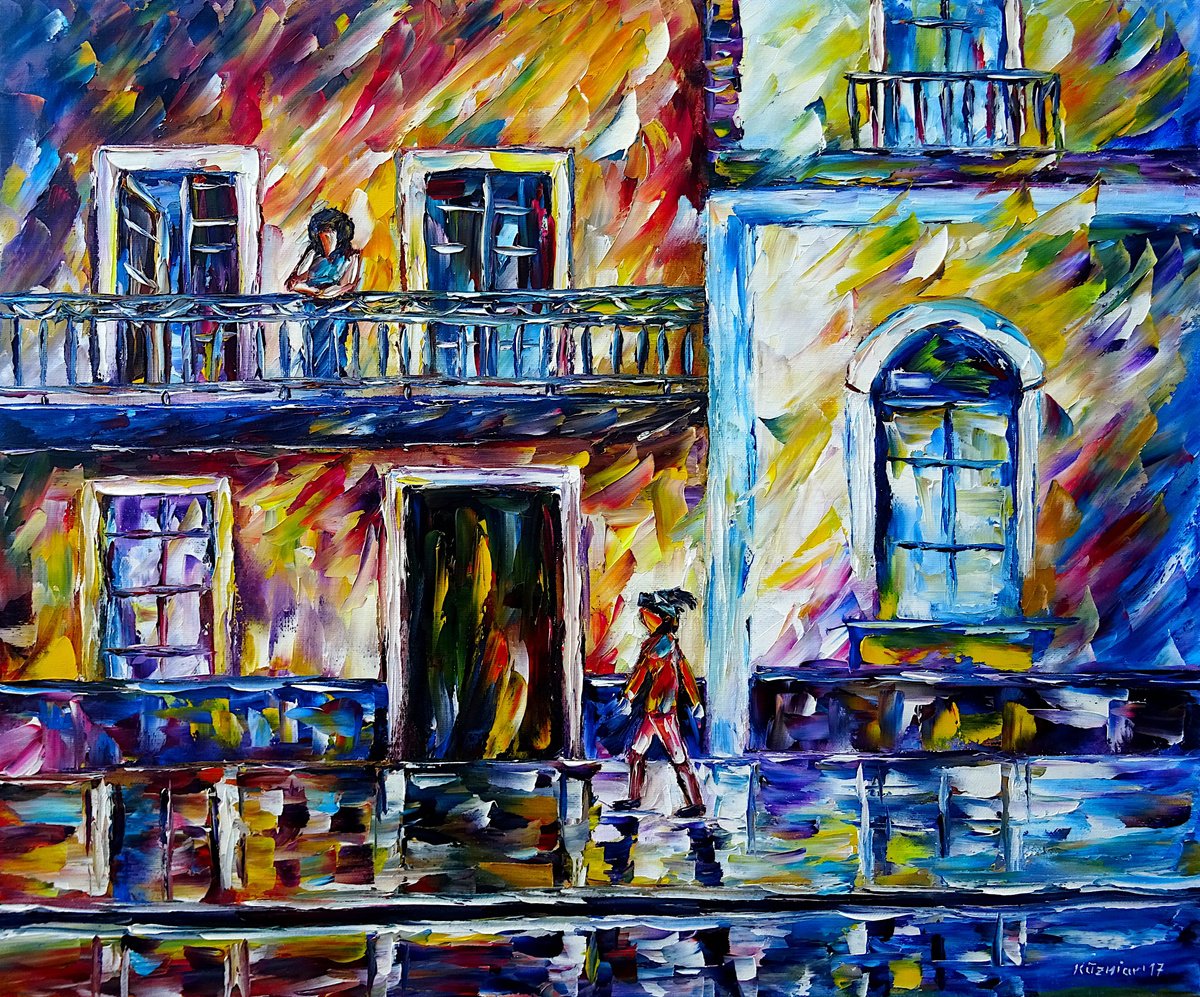 Expressive Cityscapes Oil Painting By Mirek Kuzniar, 24 X 20", Havana, Original Artwork
