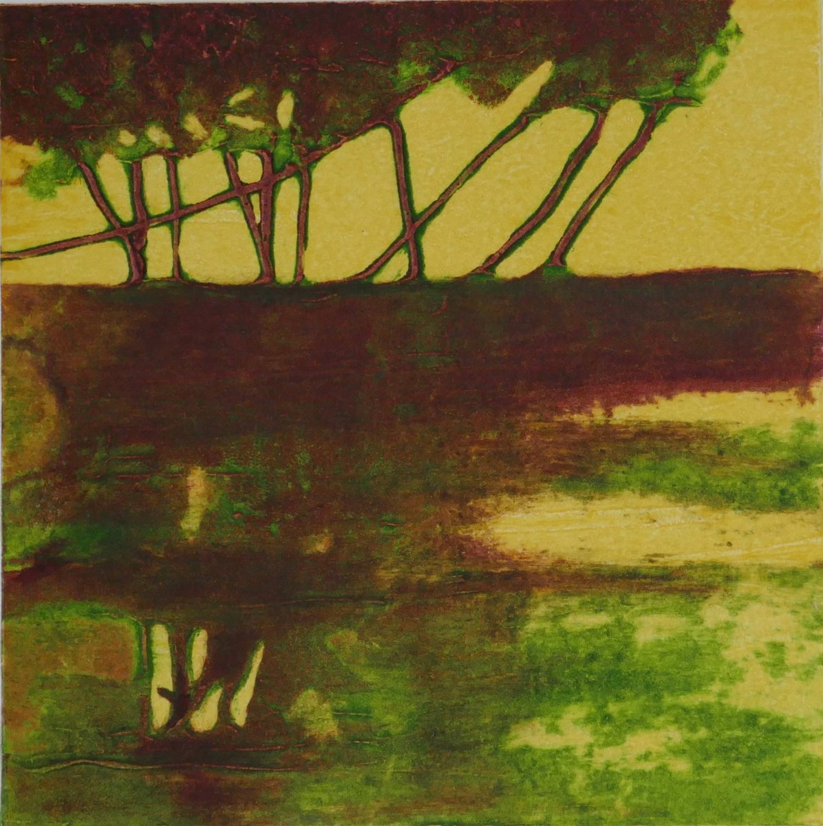 Impressionistic Landscape Limited Edition Print By Sue Roe, 9 X 9", Waiting For Tomorrow, Original Artwork