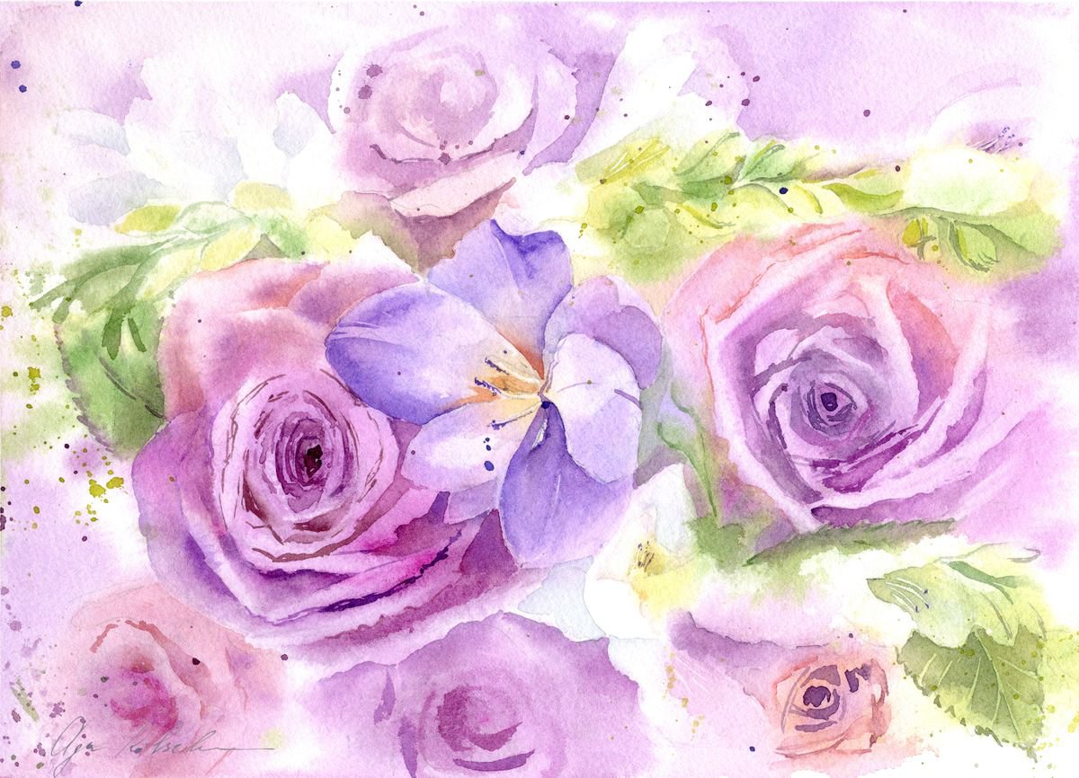 Wedding Purple Rose Bouquet by Olga Koelsch