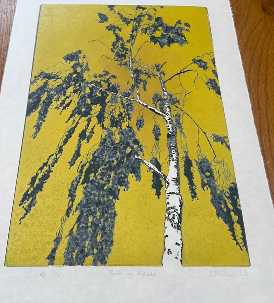 Birch Tree Linocut Print