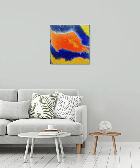 "Escape To Orange Island" - Original Abstract PMS Acrylic Painting - 24 x 24 inches