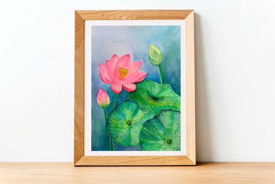 Lotus Bloom II ! A3 size Painting on paper