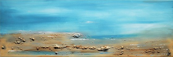 Lonely Coast II - Abstract- Painting- Acrylic Canvas Art - Wall Art - Framed Art - Blue Art - Modern Art