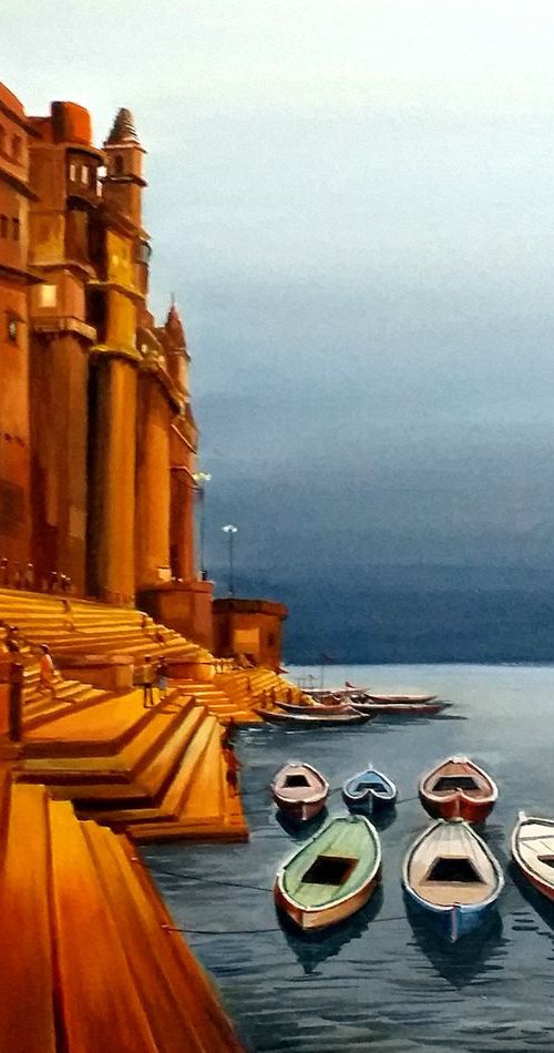 Varanasi Ghat at Evening by Samiran Sarkar
