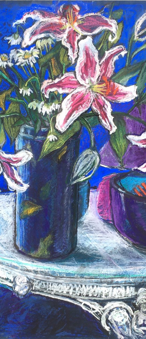 Lillies on Garden table by Patricia Clements