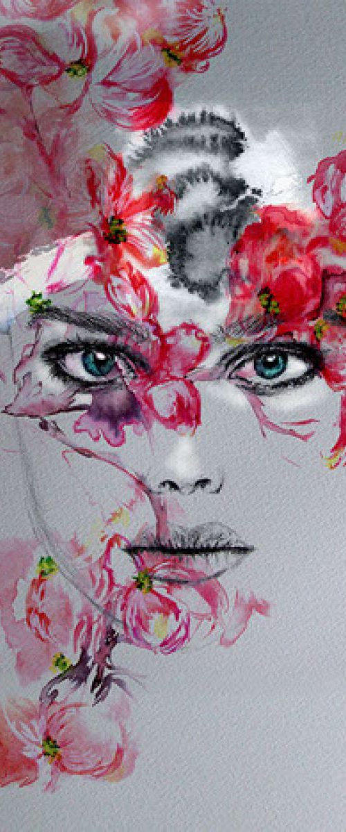 Face in Watercolor / Digital Portrait by Anna Sidi-Yacoub