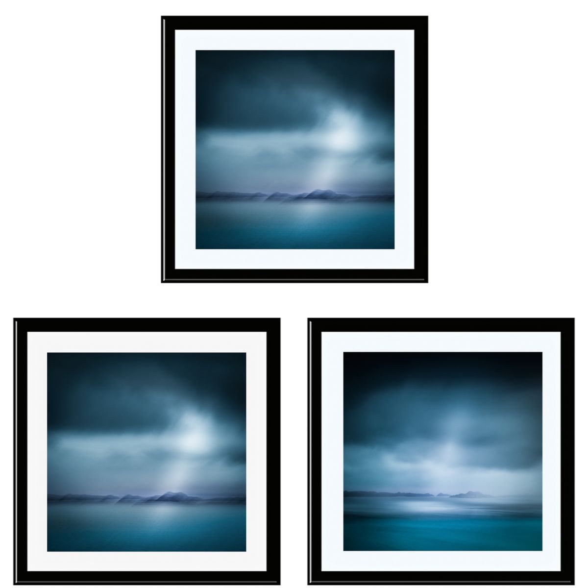 Island Dreams - Triptych - Extra large canvas prints in shades of blue by Lynne Douglas