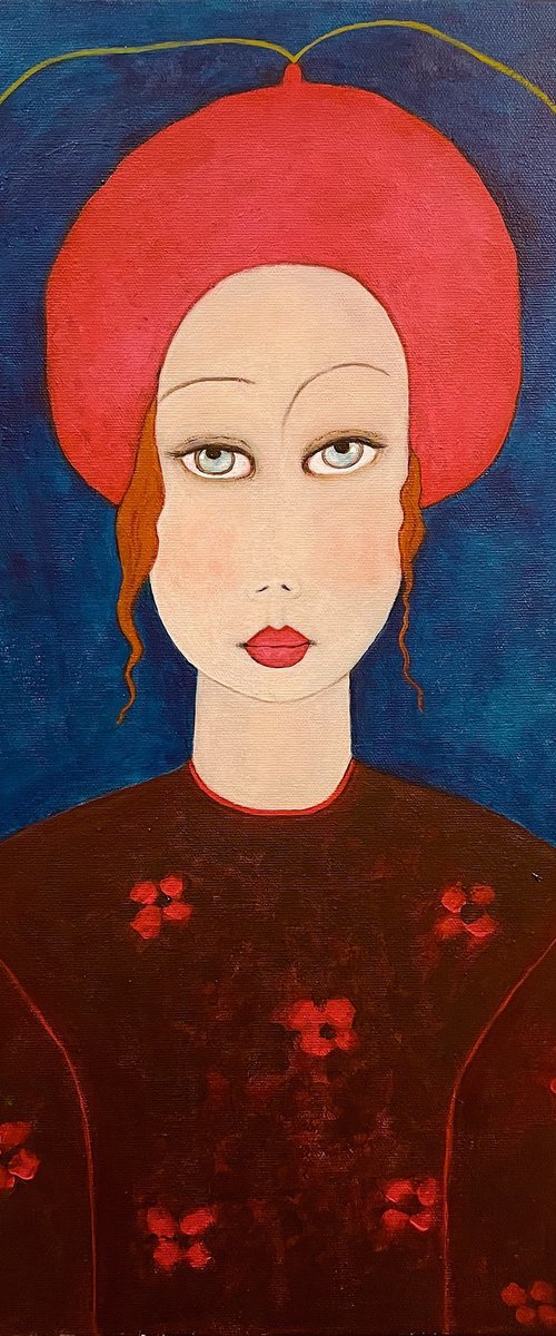 THE LADY WITH A STRAWBERRY BEANIE by Eleanor Gabriel
