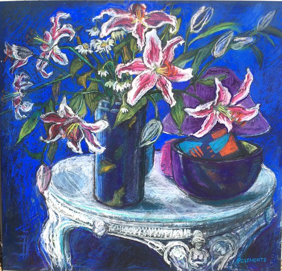 Lillies on Garden table