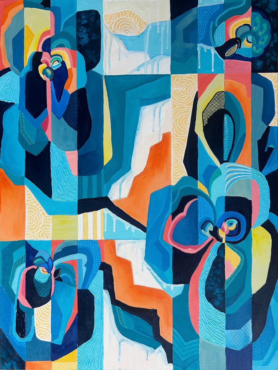 Abstract Painting By Samantha Malone, 24 X 31", Fragments Of Light, Original Artwork