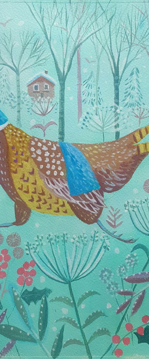 Pheasant in winter by Mary Stubberfield
