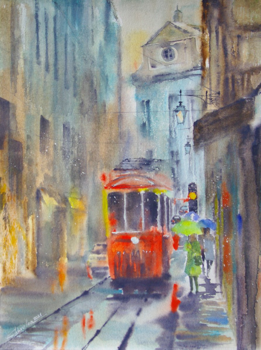 Lisbon tram by Elena Gaivoronskaia