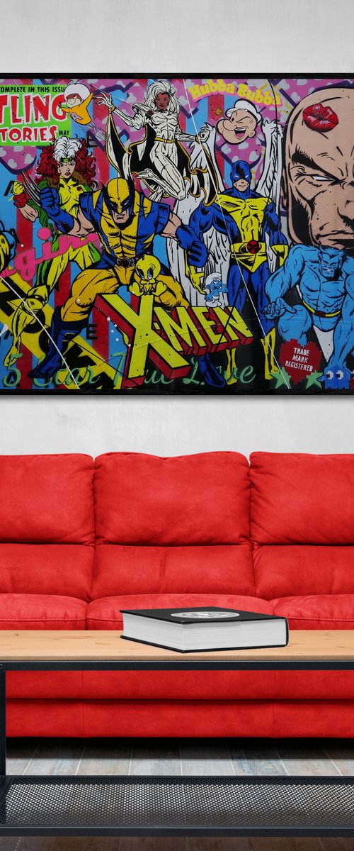 The Uncanny X-Men 160cm x 100cm Textured Urban Pop Art by Franko
