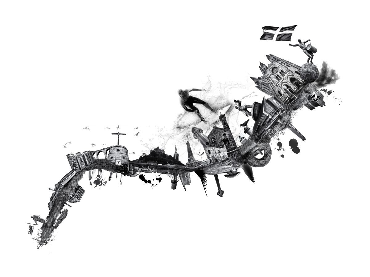 Abstract Photograph By Paul Nash, 24 X 16", Surfing The Cornish Wave, Original Artwork