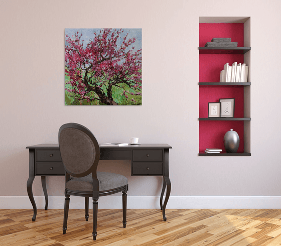 Flowering peach tree