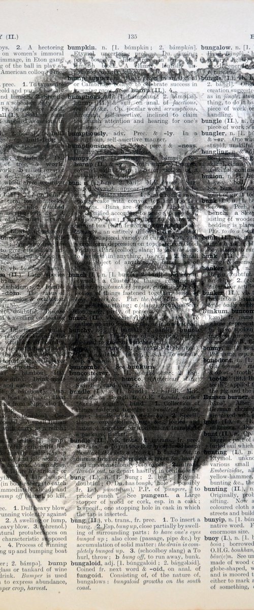 Tony Iommi Like a Zombie - Collage Art on Large Real English Dictionary Vintage Book Page by Jakub DK - JAKUB D KRZEWNIAK