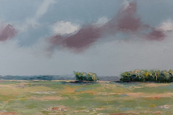 Landscape in my area. Landscape oil painting.