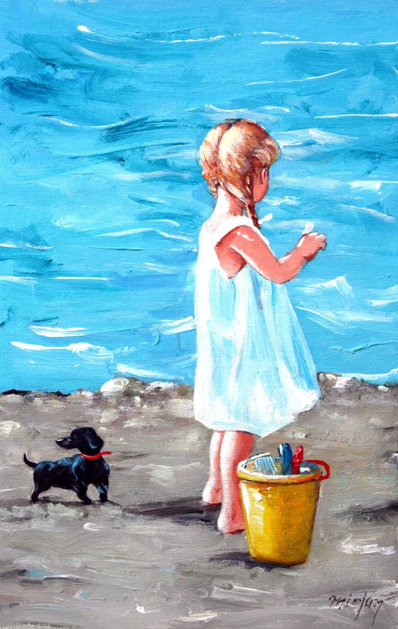 "SPECIAL PRICE  FRIENDS 02 ... " ORIGINAL PAINTING PALETTE KNIFE, GIFT,GIRLS, OIL ON CANVAS