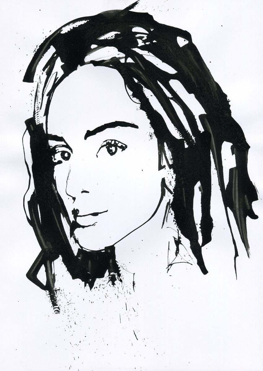 Woman ink portrait number 2 by Alexander Moldavanov