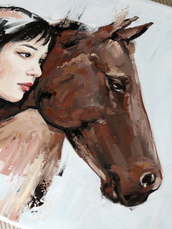 Asian woman with horse
