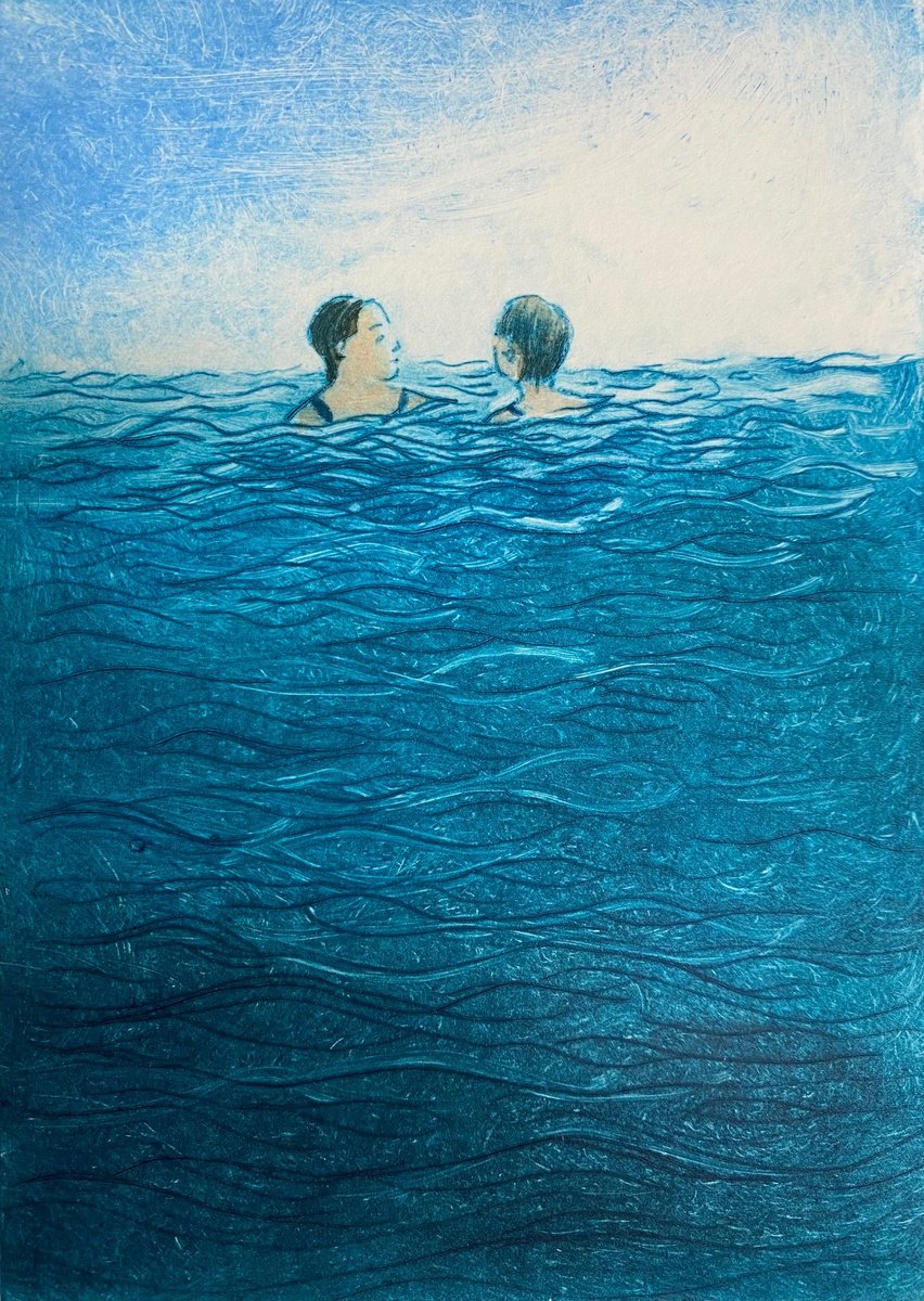 Illustrative Etchings & Engravings , Wild Swimmers Ii By Rebecca Denton, 7 X 11, Artwork For Sale On Artfinder
