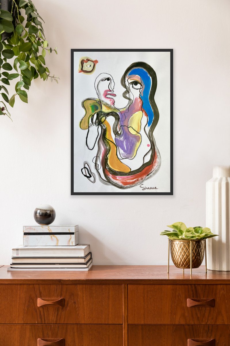 Expressive Portrait Painting By Mari Skakun, 24 X 33", Linear Search #464, Original Artwork