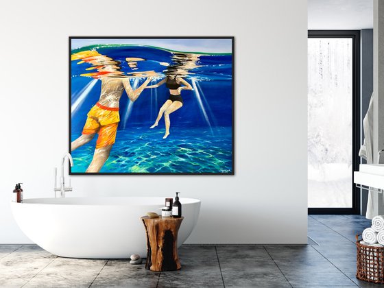 Large underwater painting 100-120cm