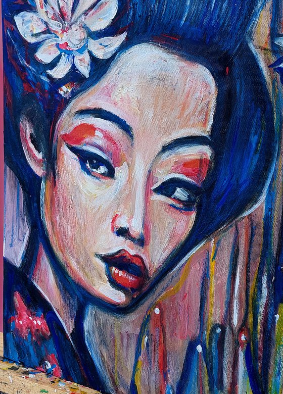 Geisha with Flower