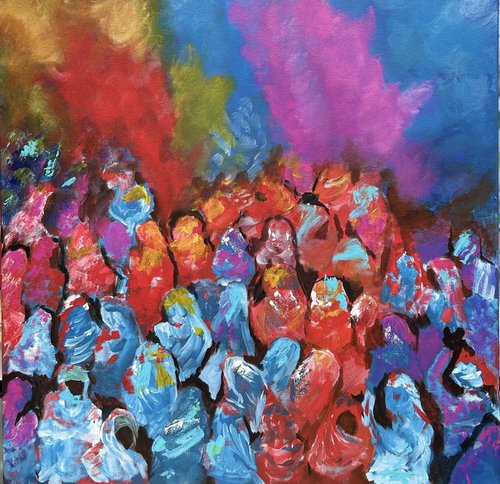 Inclusion - colourful abstract contemporary painting by Parul Baliyan