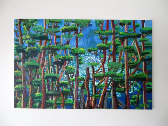 lake through the trees