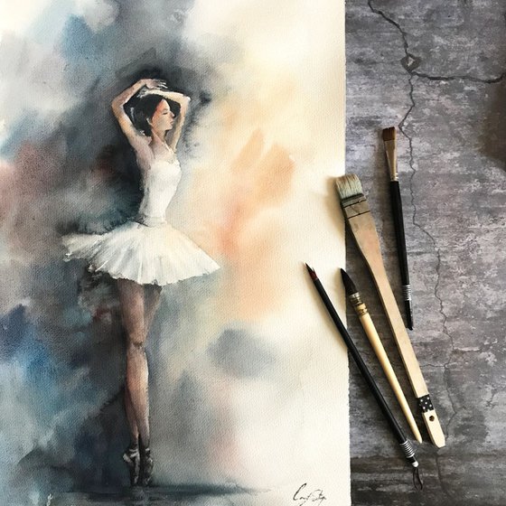 Ballerina Original Watercolor Painting