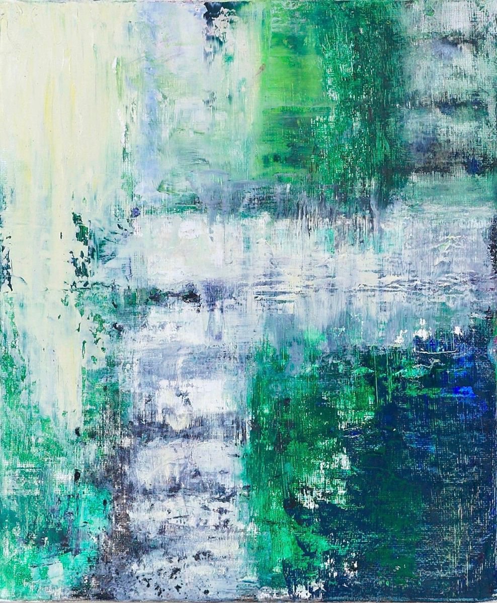 Abstract Oil Painting By Lizzie Butler, 10 X 12", Steps, Original Artwork