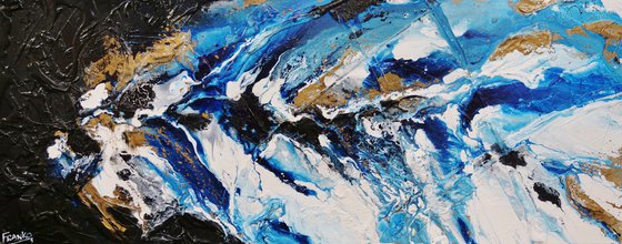 Admiralty 200cm x 80cm Blue White Abstract Art