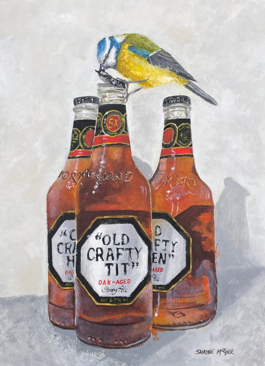 Impressionistic Animal Oil Painting By Shayne Mcgirr, 10 X 14", Old Crafty Tit, Original Artwork