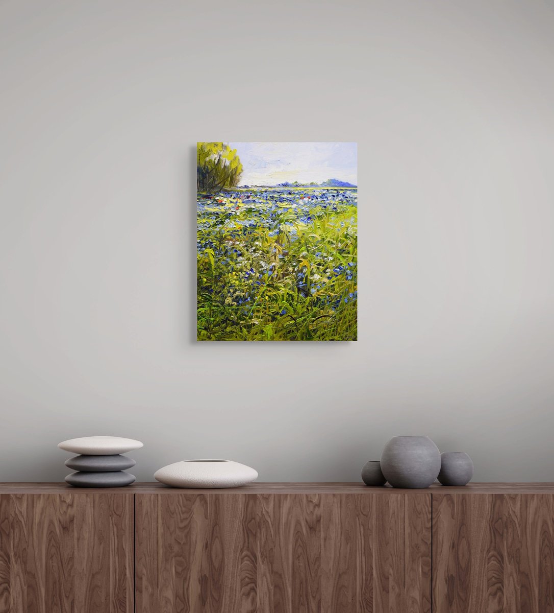 Impressionistic Botanical Oil Painting By Sonja Brussen, 17 X 20", Field Of Love, Original Artwork