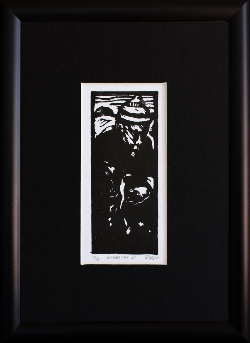 Expressive Portrait Linocut By Przemek Kret, 7 X 9", Ruba