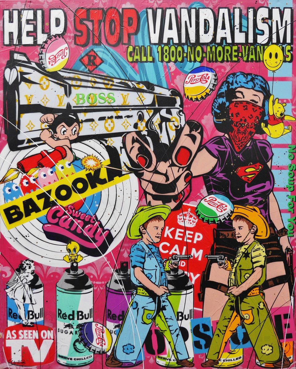 Urban And Pop Portrait Painting By Franko, 47 X 59, Stick Em