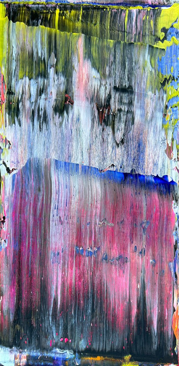 Abstract Acrylic Painting By Preston M. Smith (Pms), 12 X 24", "Defrosted", Original Artwork