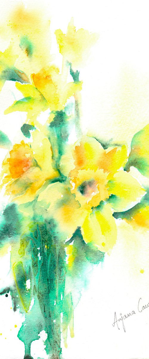 Bunch of daffodils by Anjana Cawdell