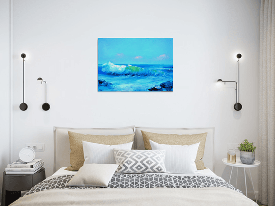 Seascape with transparent wave