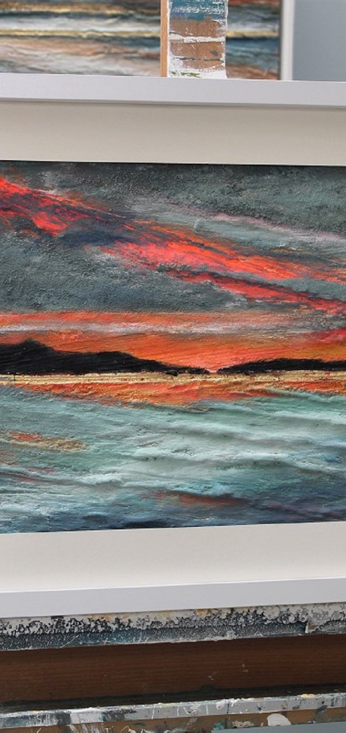 Burning Sunset - Sennen Cove - Cornwall - Framed by Tony Davie