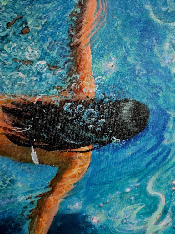 Girl swimming60(32x32 in)