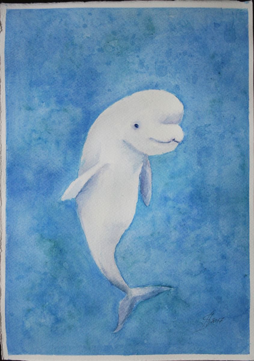 Beluga / Original Painting by Salana Art Gallery