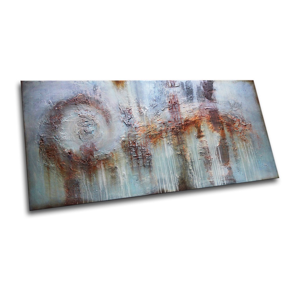PANTA RHEI - 71 x 35.5 * ABSTRACT PAINTING TEXTURED * HUGE ARTWORK * XXL by Inez Froehlich