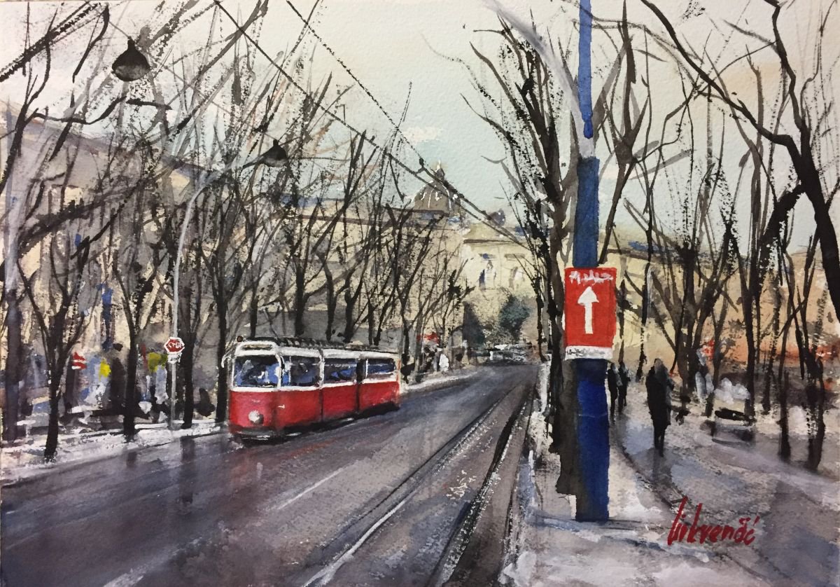 Vienna winter street scene by Tihomir Cirkvencic