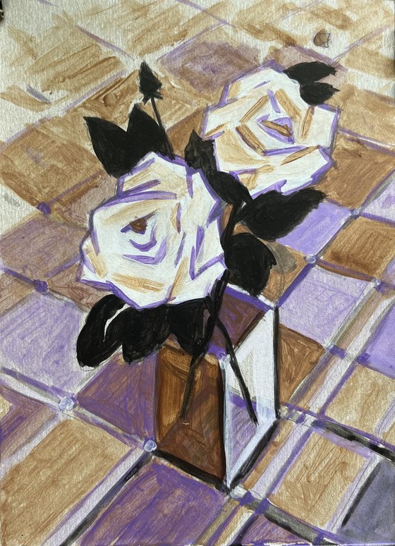 Roses in a vase acrylic