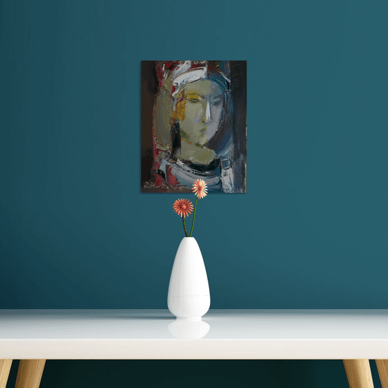 Portrait (24x30cm, oil/canvas, abstract portrait)