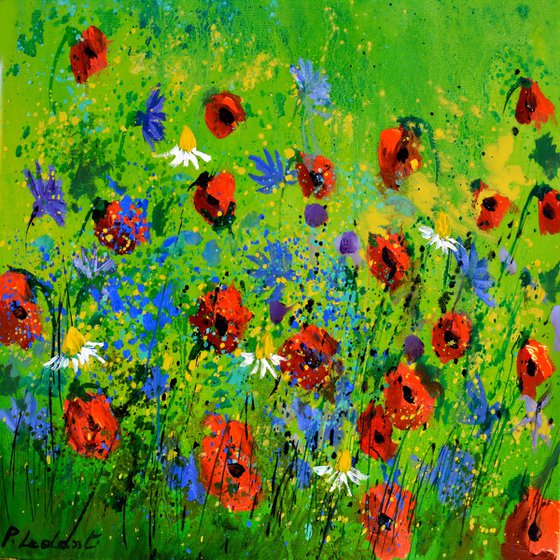 Poppies and blue cornflowers